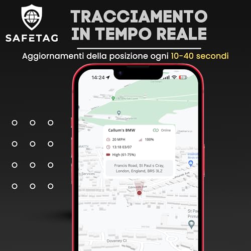 SafeTag MAG 4G - Magnetic and Rechargeable GPS Locator for Car, Van, Motorbike, 3 Months Standby, Tracking and Real-Time Alerts, Free 7 Day Trial and SIM Included