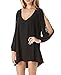 Bluetime Womens Casual Loose Off Shoulder V Neck Chiffon Blouse Shift Dress