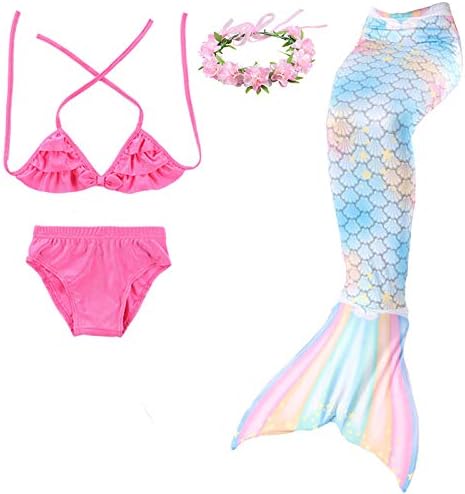 Mermaid Tail Swimming Girls 4Pcs Bikini Set