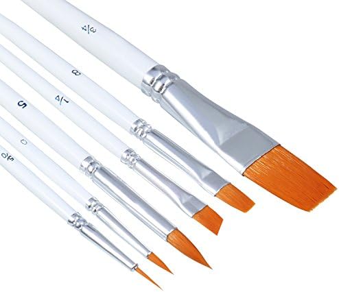 Art Paint Brush Set for Acrylic Watercolor Oil Gouache 6 Artist Brushes with Fine Detail Angular Flat Round Pointed Brushes