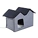 PawHut Double Heated Portable Indoor Cat Shelter House, Grey