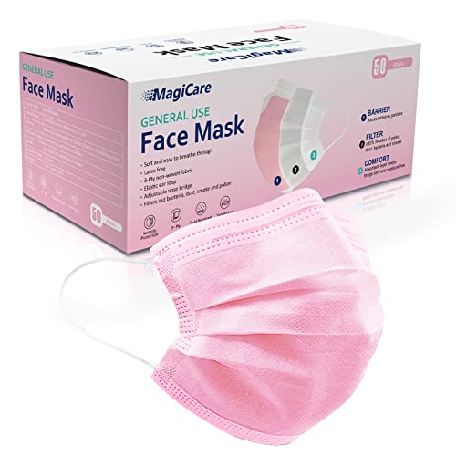 MAGICARE Pink Masks Disposable Feminine Color Pink Mask Comfortable