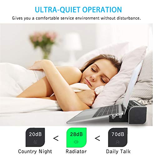MoKo Laptop Cooler, Cross-Flow Cooling Fan Pad Silent Laptop Radiator with RGB Light, Adjustable Stand and Wind Speed, Turbine Fan Cooler for Laptop, Tablet and Phone, Desktop Fan - Black + Silver