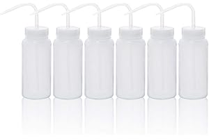Labvida 6pcs of Wide Mouth Safety Wash Bottles, Vol.500ml 17oz, LDPE Bottle with PP Draw Tube, LVM007