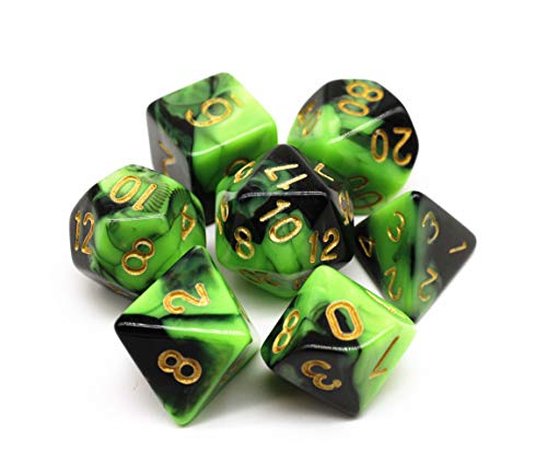 HD Dice DND RPG Polyhedral Dice Set Fit Dungeons and Dragons(D&D) Pathfinder Role Playing Games (Green Black)