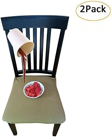 Waterproof Dining Chair Cover Protector - Pack of 2 - Perfect For Pets, Kids, Elderly,Restaurant, Party - Machine Washable, Elastic, Removable, Premium Quality, Clean the Mess Easily (Mustard Yellow)