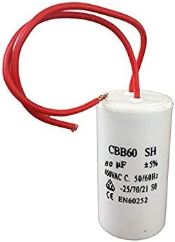 CBB60 80uF MFD Motor Running Capacitor AC 450V 50/60Hz 2 Wire - Polypropylene Film AC Motor Capacitor