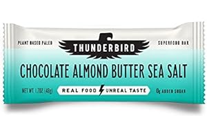 THUNDERBIRD ENERGETICA Thunderbird Bars Energy Snack, Gluten-Free with Protein, Healthy Real Food, Vegan Paleo Non-GMO, No Added Sugar, Chocolate Almond Butter Sea Salt Flavor (6 Count, 1.7 oz. Bars)