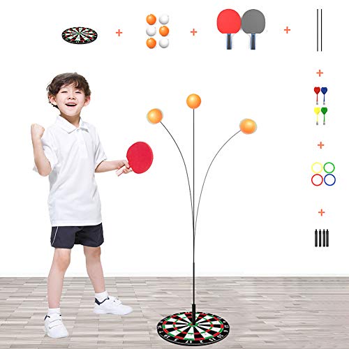 Table Tennis Practice Robot Table Tennis Trainer Toy Set Adjustable and Easy to Assemble Table Tennis Trainer Fixed Shaft Rapid Backbound Machine for Ping Pong Ball Training Dart 43.3 Inch - Thumbnail 6