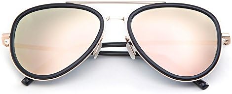 MT MIT Aviator Polarized Mirror Lens Double Frame Sunglasses for Women and Men(Black_Pink)