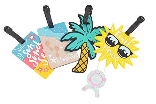 4 Pack Unique Luggage Tag Travel Suitcase Bag Summer Beach Series Identify Label with Loop (4 PCS) by OVOV - Thumbnail 4