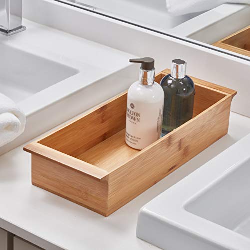 iDesign Formbu Wood Toilet Tank Top Storage Tray with Handles, Wooden