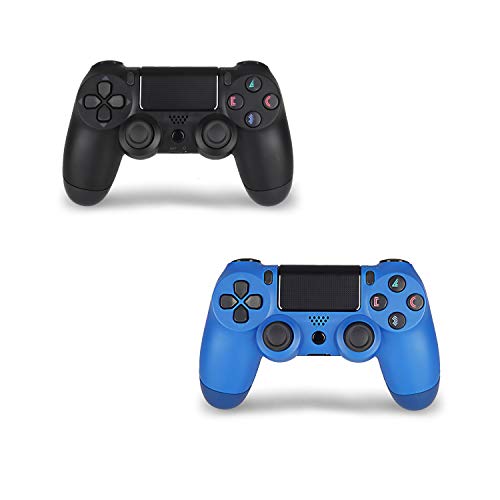 2 Pack Wireless Controller for PS4 Remote for Sony Playstation 4 with 2 Pack Charging Cable, Wave Blue + Jet Black