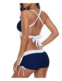 Bañador de dos piezas para dama con cuello en V y bikini de Halter Athletic Deportivo bañador con traje de baño.