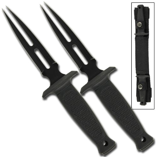 Double Take Special Agent Forked Blade Twin Dagger Boot Knife Set with Custom Sheath (Limited Edition)