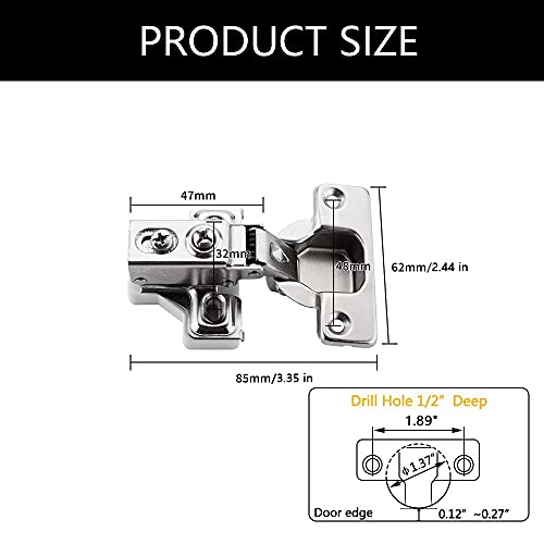 20 Pack Soft Close Door Hinges, 1/2" Partial Overlay