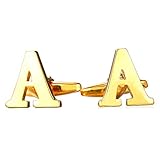 U7 Men's 1 Pair Set Cuff Links Wedding Business Shirt Studs Gold Plated 26 Alphabet Initial Letter Cufflinks