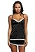 Ekouaer Silky Pajama Sets Womens Sexy Lingerie Satin Pajamas Cami Shorts Set Nightwear Black Small