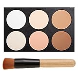 FiveBull Professional 6 Warm Color Cosmetic Foundation Concealer Camouflage Contour Makeup Palette Set Face Contouring Kit with Makeup Brushes (6 Color)