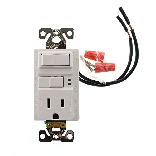 Hubbell GFSPST15WZ Combo GFCI Outlet & 1P Switch, SelfTest, 15Amp