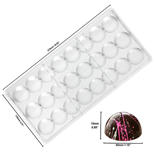 Funshowcase Rose, Heart, Dome, Diamond,Oval Shape Chocolate Mold PS Plastic 6-piece Set Bite Size