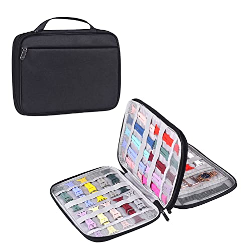 ZFZGFRCS Watch Band Storage Case Watch Band Organizer Bag Watch Band Case and Storage Holder Watch Bands Holder Carrying Case Compatible with 35 Watch Straps and Accessories (Black)