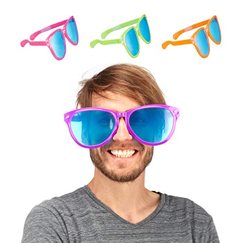 Relaxdays Party Glasses, Blue XXL Party Favour, Fancy Dress Accessories, Halloween, Mardis Gras, Plastic, 25 cm Wide