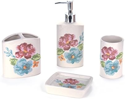 Elegant 4 Piece Bathroom Accessory Set - Toothbrush Holder, Soap Dispenser, Tumbler, and Soap Dish