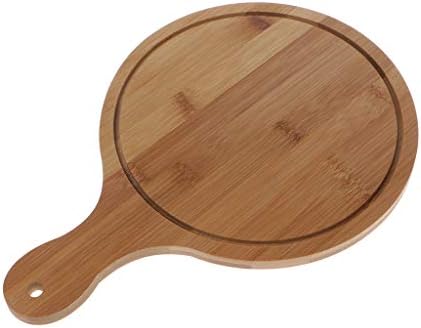 YiFeiCX Durable Round Wooden Pizza Paddle Serving Board Making Peel Cutting Tray 4 Sizes