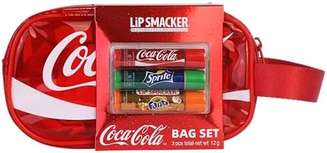 Coca-Cola Handy Bag Set, 3 Bálsamos Labiales para Niños con Sabor Original Coca-Cola, Fórmula Transparente e Hidratante