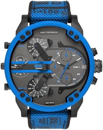Amazon.com: Diesel Spiked Stainless Steel and Leather Chronograph