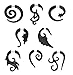 8 Pairs Black Acrylic Spiral Wing Faux Taper Wild Tribe Stud Earrings Set Barbell Fake Ear Plug Piercing