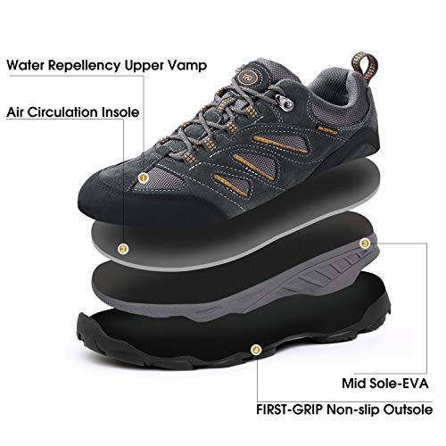 TFO Men's Air Cushion Outdoor Sports Non-Slip Hiking Shoes Athletic Running Climbing Trekking Sneakers (9.5, Dark Grey)