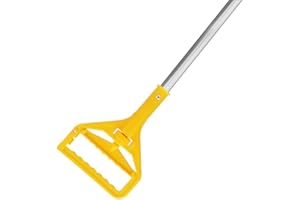 Commercial Heavy-Duty Mop Handle, Industrial-Grade Replacement Part, Clamp-on Design, Universal Fit (Yellow)
