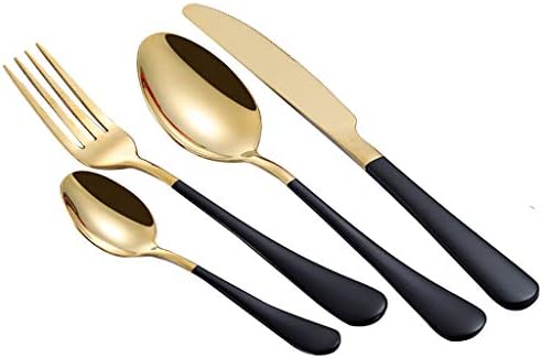 certainPL 4-Piece Stainless Steel Flatware Silverware Set - Include Knife/Fork/Spoon, Dishwasher Safe (Black)