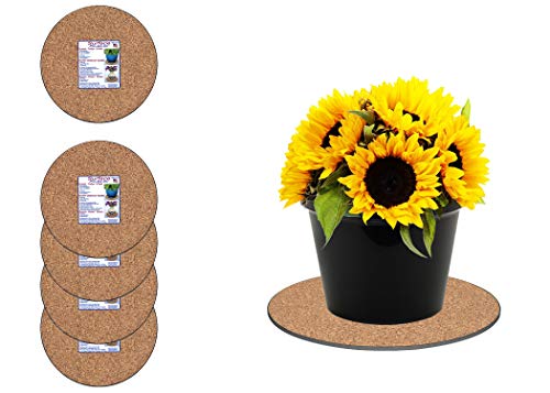 Curtis Wagner Plastics MC-1000 Cork Plant Mat (10″ Diameter, Cork, 5-Pack) – Round Thick Cork Plant Coasters – Use as Planter, Coaster or Pads for your Arts & Crafts Projects