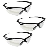 Jackson Safety V30 Nemesis Safety Glasses (25676), Clear with Black Frame, 3-pack