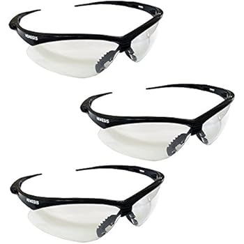 Jackson Safety V30 Nemesis Safety Glasses (25676), Clear with Black Frame, 3-pack