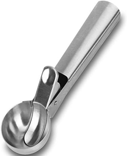 Flytt Stainless Steel Ice Cream Scoop, Ice Cream Dipper with Trigger for Fruits (Silver)