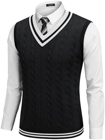 Men Women Knitted Cotton V-Neck Vest JK Uniform Pullover