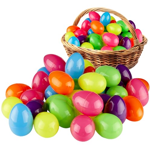 Prextex Plastik-Ostereier zum Füllen für die Eiersuche, Osterkorbfüller für die Ostersuche, füllbare Ostereier, Plastik-Eier für die Eiersuche (9 cm)(