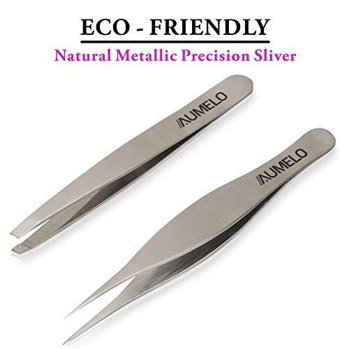 Tweezers Set 2 Pack Stainless Steel Tweezer with Travel Case Best