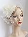 Cizoe Fascinator Hair Clip Pillbox Hat Bowler Feather Flower Veil Wedding Party Hat Tea Hat (1-Beige)
