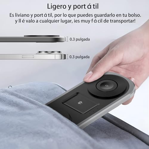 Cargador inalámbrico 3 en 1, estación de carga plegable para Magsafe para iPhone 17/Air/16/15/14/13/12 Serie, Apple Watch 11/10/9/8/7/SE 3/SE 2/SE/6/5/4/3/2/1/Ultra 3/Ultra 2/Ultra, AirPods pro/2/3/4