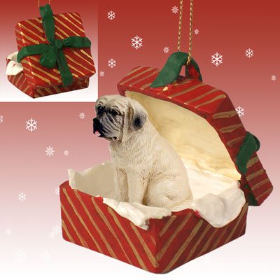 MASTIFF Dog sits in a Red Gift Box Christmas Ornament New RGBD49