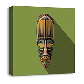 Canvas Wall Art African Culture Pattern Painting Artwork for Home Prints Framed - 12x12 inches