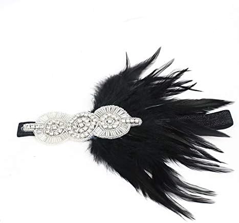 Dunnomart Vintage Black Silver Headband Bridal Headpiece 1920s Flapper Great Gatsby Headband Customs Hair Accessory