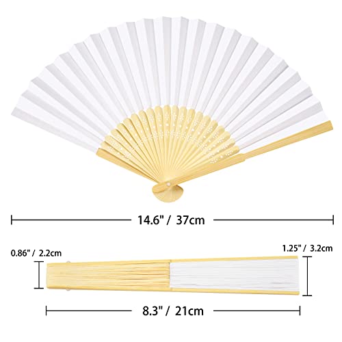 ZOOI Wedding Fans, Pack of 18 White Hand Fans, Wedding Decoration, Folding Fans, Guest Gift, Fecher, Summer Wedding, Wedding Decoration, Hand Fan, Asian Decoration for Birthday Party, Wedding, Wall Decoration