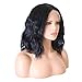 RONGDUOYI Synthetic Fiber Hair Wigs 2021 Fashion Brazilian Hair Short Bob Wave Wigs Synthetic Lace Front Wigs Black Color Heat Resistant Synthetic Hair Wigs (12inch lace front wig)