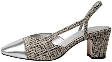 Kaitlyn Pan Genuine Leather Two Tone Block Heel Slingback Sandals